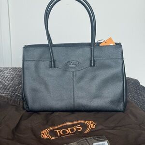 Authentic TOD’S Black Embossed Leather Satchel